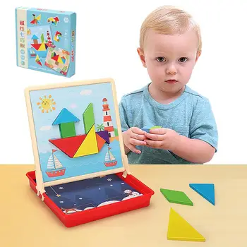 

Magnetic 3D Puzzle Jigsaw Tangram Game Montessori Learning Educational Drawing Board Games Toy Gift For Children Brain Tease