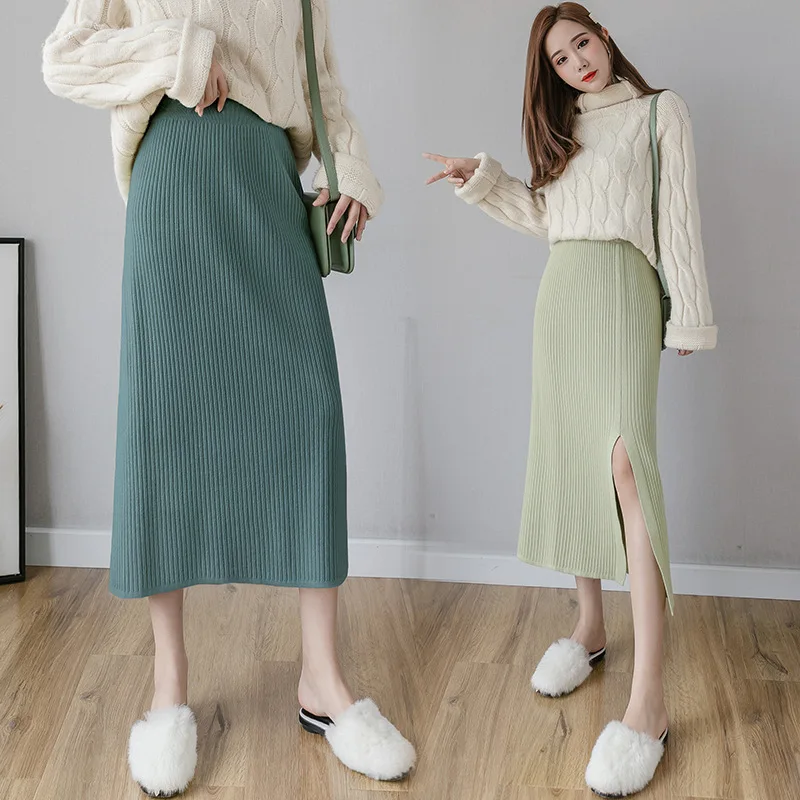 

Photo Shoot INS Knitted Skirt High-waisted Slimming Skirt One-step Skirt Dehaired Angora Core-Spun Yarn Tight Wrapped Skirt Larg