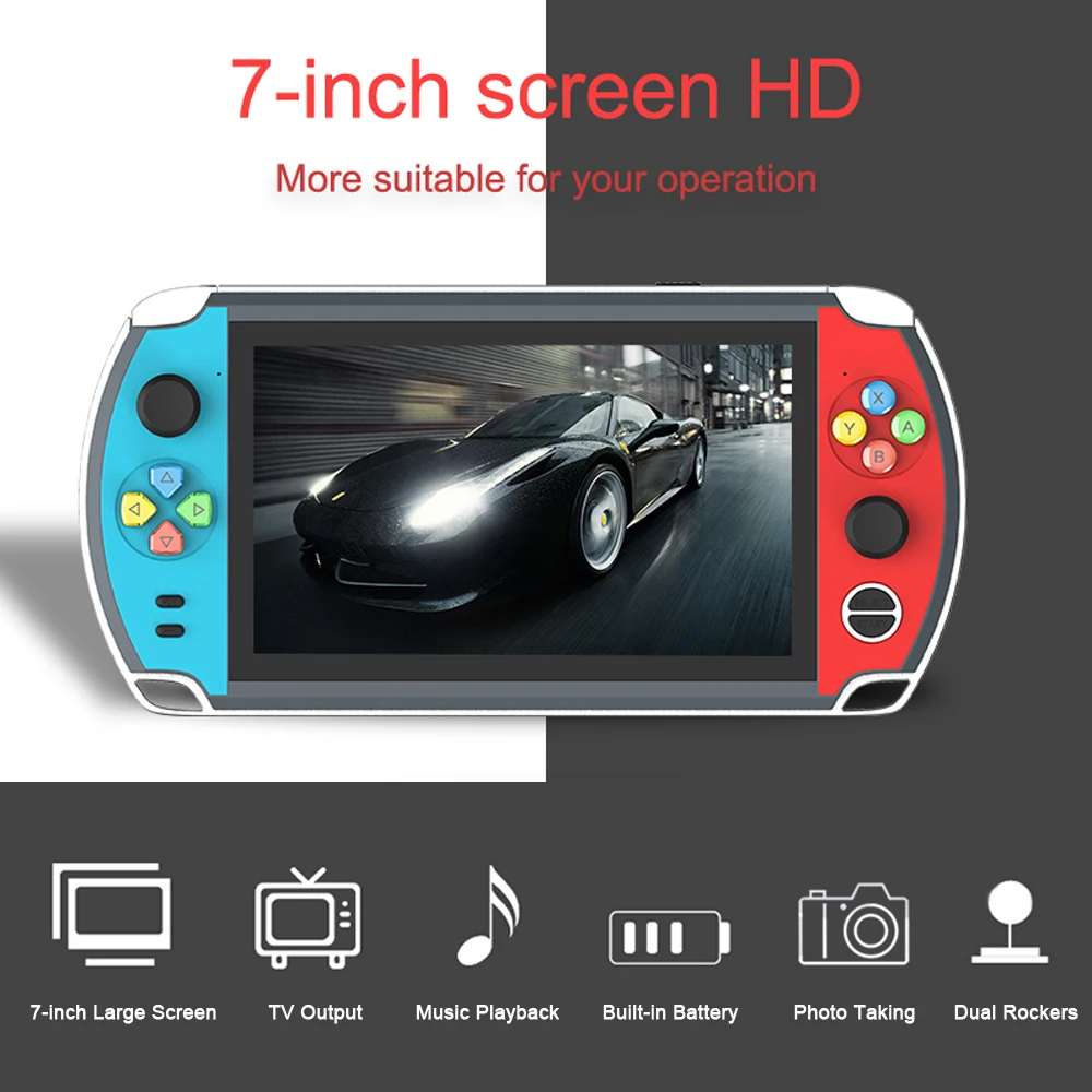 

Powkiddy X19 7 inch HDMI Retro Handheld Game Console Built in 2000 Game Double Joystick Support MP4 For PSP Kid's Gift