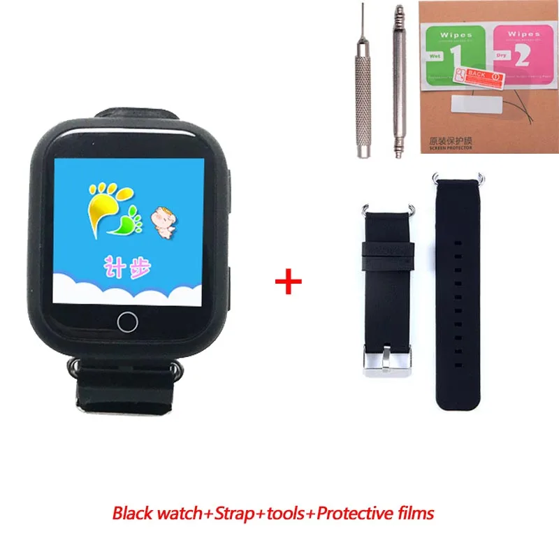 Greentiger Q750 Q100 gps умные часы SOS устройство обнаружения вызова трекер умные детские часы 1,54 дюймов сенсорный экран для безопасного PK Q50 Q90 - Цвет: with black strap