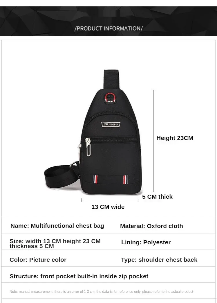 ZK20 Tool Bag Breast Package Men Shoulder Crossbody Bag Leisure Waterproof Hard-Wearing Oxford Cloth Cross Body Chest Bag Travel tool bags for sale