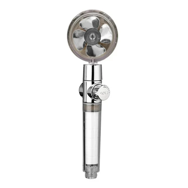 Propeller Shower Head High Pressure Set 360 Rotate With1 Free Water Filter Golden Fan Turbocharge Pure Rainfall Helix Eco Shower Silver