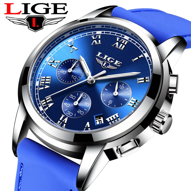 

2020 New Watches Men Luxury Brand LIGE Chronograph Men Sports Watches Waterproof Silicone Quartz Men's Watch Relogio Masculino