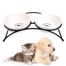 Повышенная миска для собак, керамика, нержавеющая сталь, кормушка для домашних животных, миска для кошек, двойная миска для домашних животных, кормушки поилки для собак