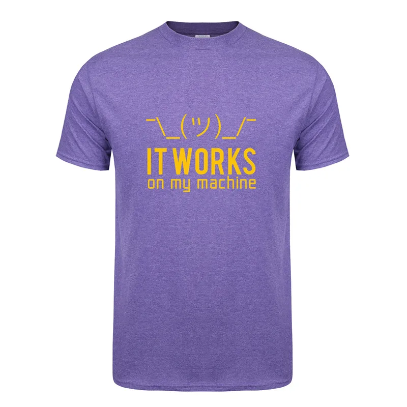 Antique Purple Летние мужские футболки, Забавные футболки с надписью «Geek It works on my machine», мужские хлопковые футболки с коротким рукавом и компьютерным программатором, OZ-148 - Цвет: Antique Purple