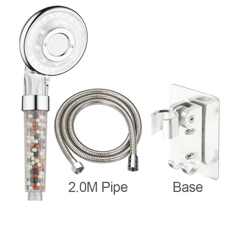 3pcs set 2m pipe Ванная комната под давлением водосберегающая Съемная душевая головка четырехскоростной Регулируемый Фильтр ручная душевая головка - Цвет: 3pcs set 2m pipe