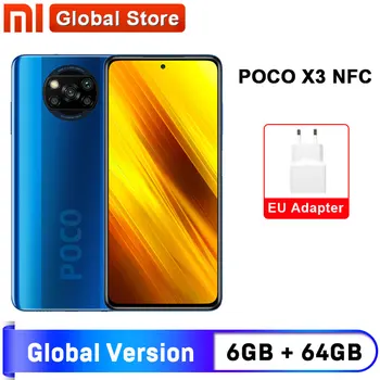 Перейти на Алиэкспресс и купить Глобальная версия смартфона Xiaomi POCO X3 NFC 6 Гб 64 Гб 6 ГБ 128 ГБ Восьмиядерный Snapdragon 732G 64-мегапиксельная четырехъядерная камера 6,67 дюйм120 Гц 5160 мАч