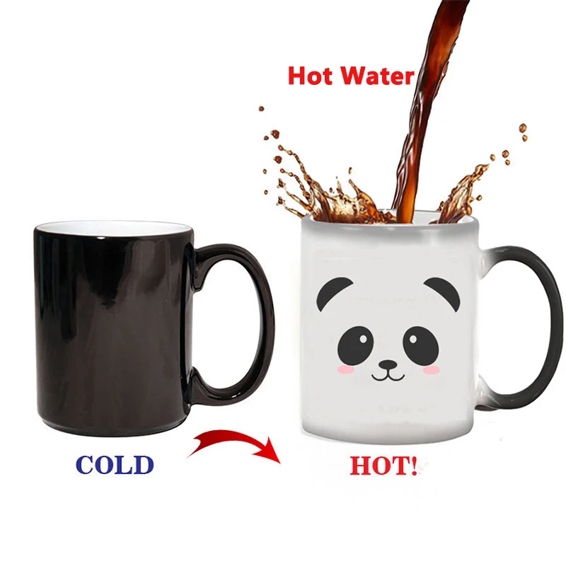 

Cute Panda Mug Heat Reveal Mug Creative Ceramic Color Changing Coffee Mugs Magic Tea Cup Mug As Gift For Friends