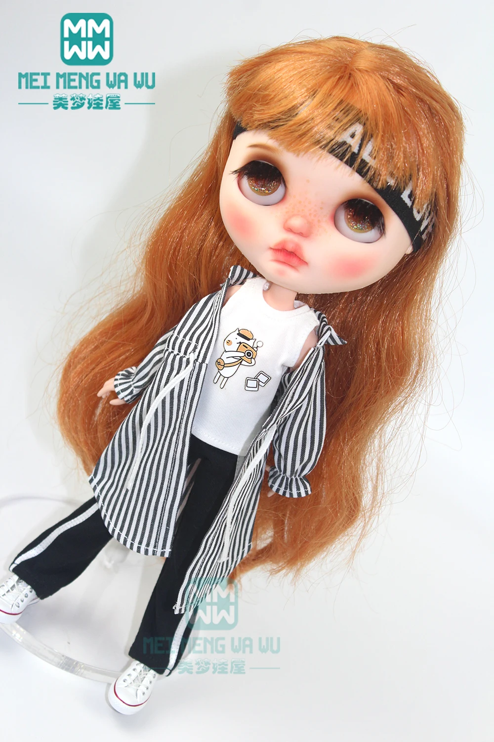 Одежда для кукол Blyth рубашка в полоску жилет спортивные штаны Azone OB24 OB23 1/6