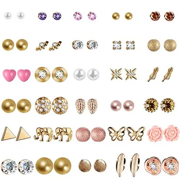 

Mixed Styles Geometric Small Stud Earrings Assorted Earrings Set Multiple Earrings for Women and Girls (Style A, 30 Pairs)