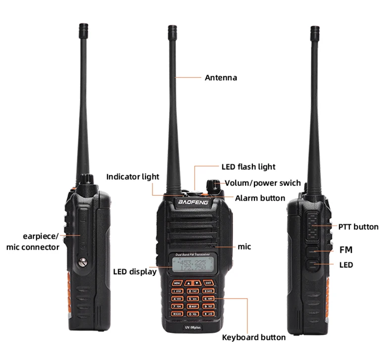 Long Range Walkie Talkie Baofeng UV 9R Plus V2 160 Chanels 2 way radio 30kms