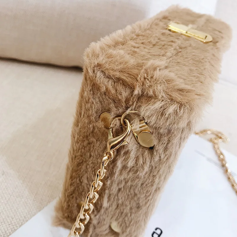 

Cute Plush Bag Women's 2018 Autumn And Winter New Style Korean-style Versatile Chain Shoulder Bag GIRL'S One-Shoulder Box Bag