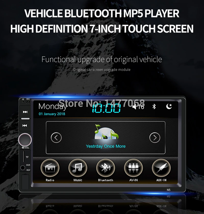 2 Din автомобильное радио Зеркало Ссылка " MP5 плеер Bluetooth громкой связи AM FM USB 360 градусов панорамная камера вход ISO головное устройство PHYEE N5