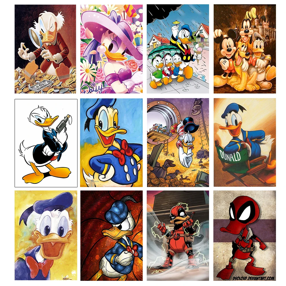 Disney Cartoon Donald Duck Retro Poster Fai Da Te 5D Pittura Diamante Punto Croce Ricamo Completo Aneto Mosaico Decorazione Della Parete Regalo