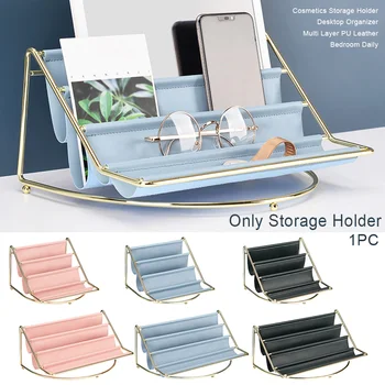 

Storage Holder Space Saving Home Office Large Capacity PU Leather Desktop Organizer Bedroom Simplicity Cosmetics Multi Layer
