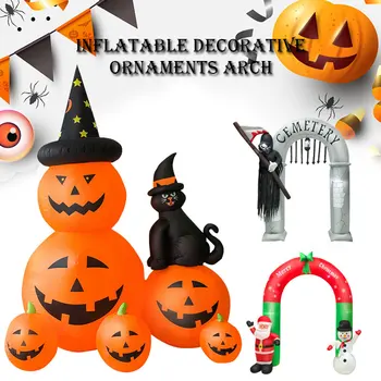 

Lighted Christmas Inflatable Santa and Snowman Archway with Bow LED Yard Art Decoration Drop Shipping