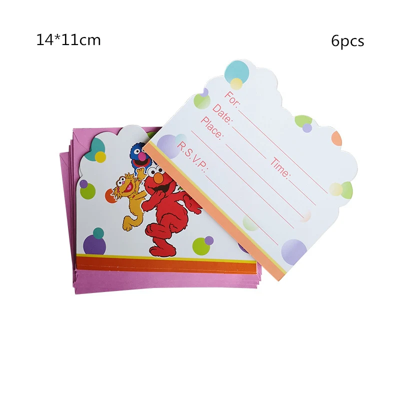 OLOEY Disposable Tableware Plate Banners Invitation Card Tablecloth Balloons Happy New Birthday Party Boy Kids Party Supplies - Цвет: Invitation Card 6pcs