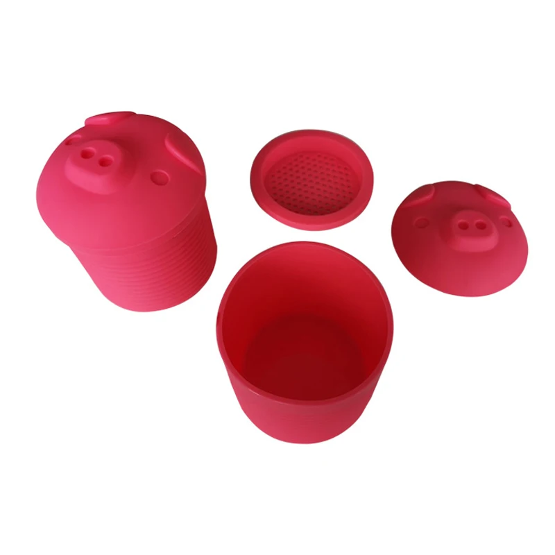 

Silicone Bacon Grease Leacher Collector Cartoon Pig Shaped Oil Storage Bin J99Store