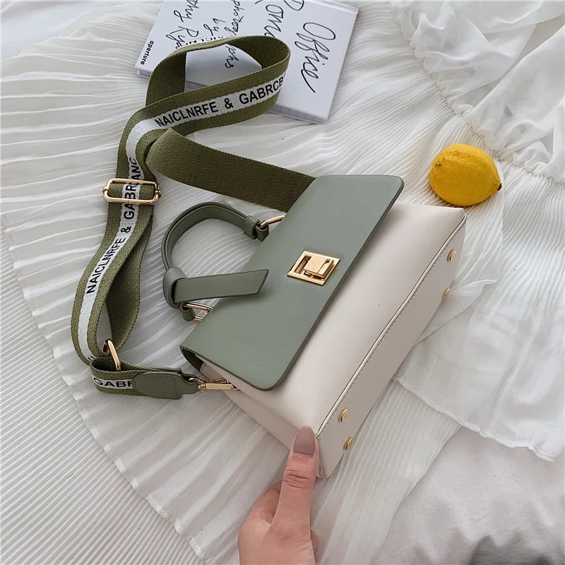 

High Grade Sense Bag Women's 2019 New Style Korean-style Western Style Versatile Contrast Color Handbag Wide-Strap Crossbody Bag