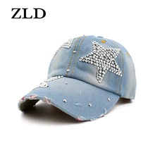 ZLD новая стильная женская красивая корона в форме Уличная Повседневная джинсовая Роскошная бейсболка с регулируемым размером шапки со стразами snapback шапки