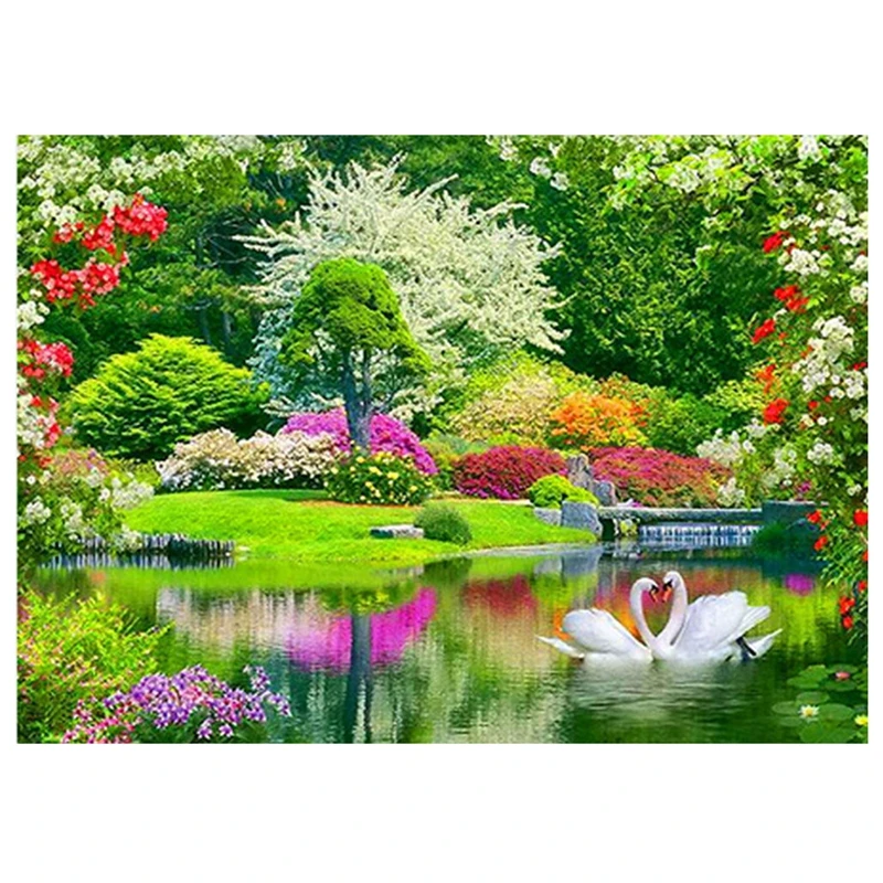 

DIY 5D Diamond Embroidery Painting Kit Lakeview Swan Home Deco: Multicolor
