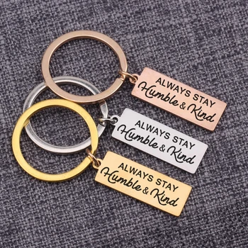 

Inspire Keychain Color Choose Pendant Square Jewelry Engraving Motivational Always Stay Kind Key Holder Bag Charm Friends Gift