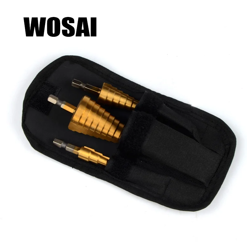 Набор ступенчатых сверл WOSAI из быстрорежущей стали комплект 3 конусных насадок
