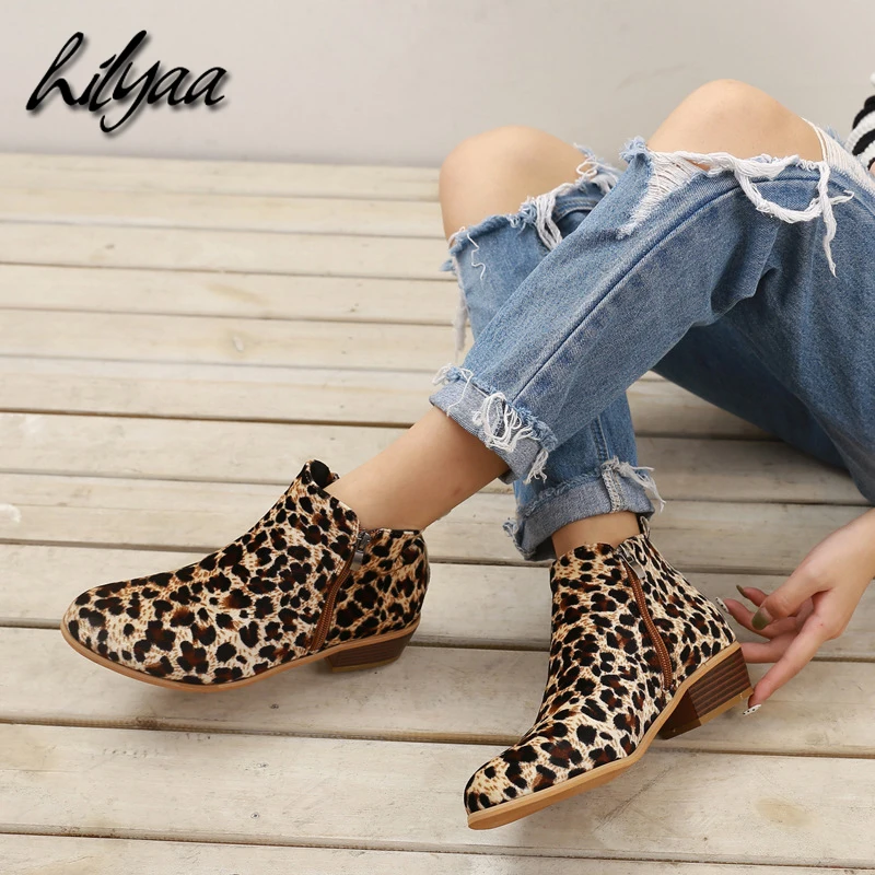 

Spring Autumn New Woman Boots Low Heels Thick Heel PU Leather Zipper Female Ankle Chelsea Boots Ladies Fashion Shoes Boots Women