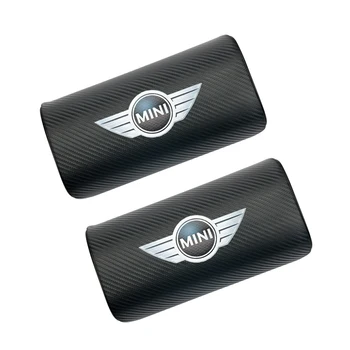 

2pcs car carbon fiber logo headrest PU leather car neck pillow For BMWs MINI COOPERs S JCW F54 F55 F56 F57 F60 R55 R56 R60 PU
