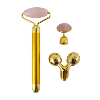 

Vibrating Salon Rose Quartz Home Battery Powered Skin Care Tool Practical Facial Massager Face Slimming Jade Roller Electric