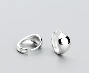 

925 Real. Sterling Silver jewelry Glossy Geometric Waterdrop hoop huggie Earrings Women's GTLE2626