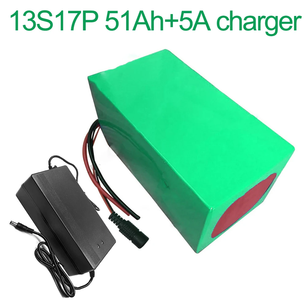 With 5a Charger 48v 51ah 13s17p 18650 Liion Battery Pack Ebike Ebike