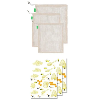 

AFBC 6Pcs Beeswax Wrap Reusable Food Wraps and Fruit Bags Wrap for Cheese, Fruit, Vegetable and Bread
