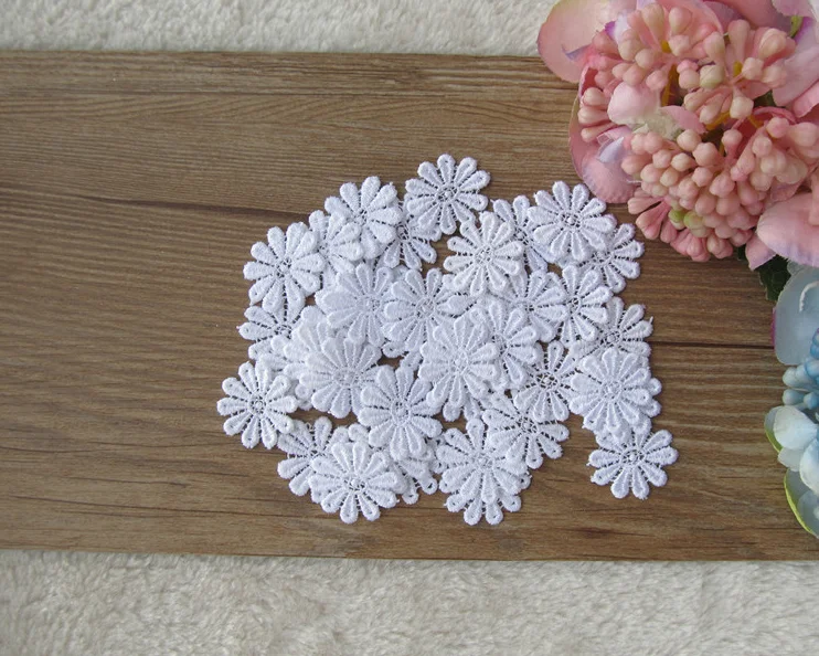 50 Pieces 2.2cm Pure White Daisy Flower Lace Applique Trim Decorated Sewing Craft Neckline Collar | Дом и сад