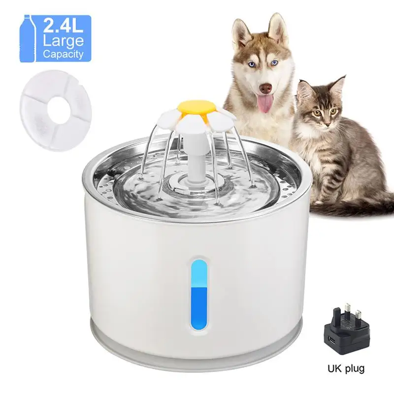 UK Plug Автоматический кошачий фонтан для домашних животных, диспенсер для воды, автоматические кормушки для кошек, поилка для кошек, автоматический питательный фильтр для напитков - Цвет: UK Plug