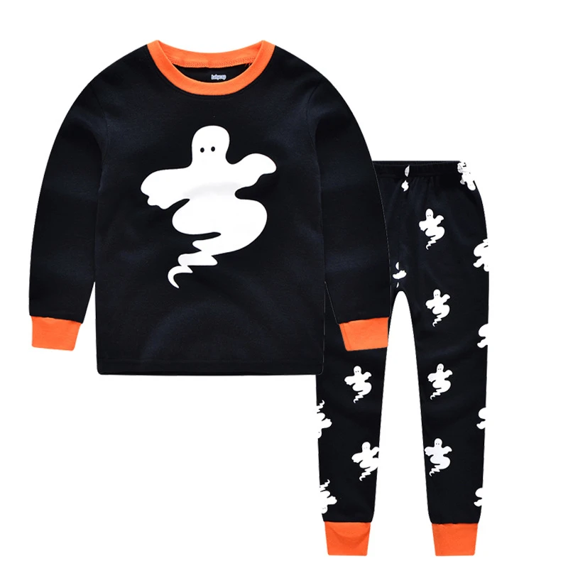 

Autumn And Winter New Suit Children's Halloween Pumpkin Ghost Monster Holiday Outfit Long-sleeved Home Service Two-piece Suit
