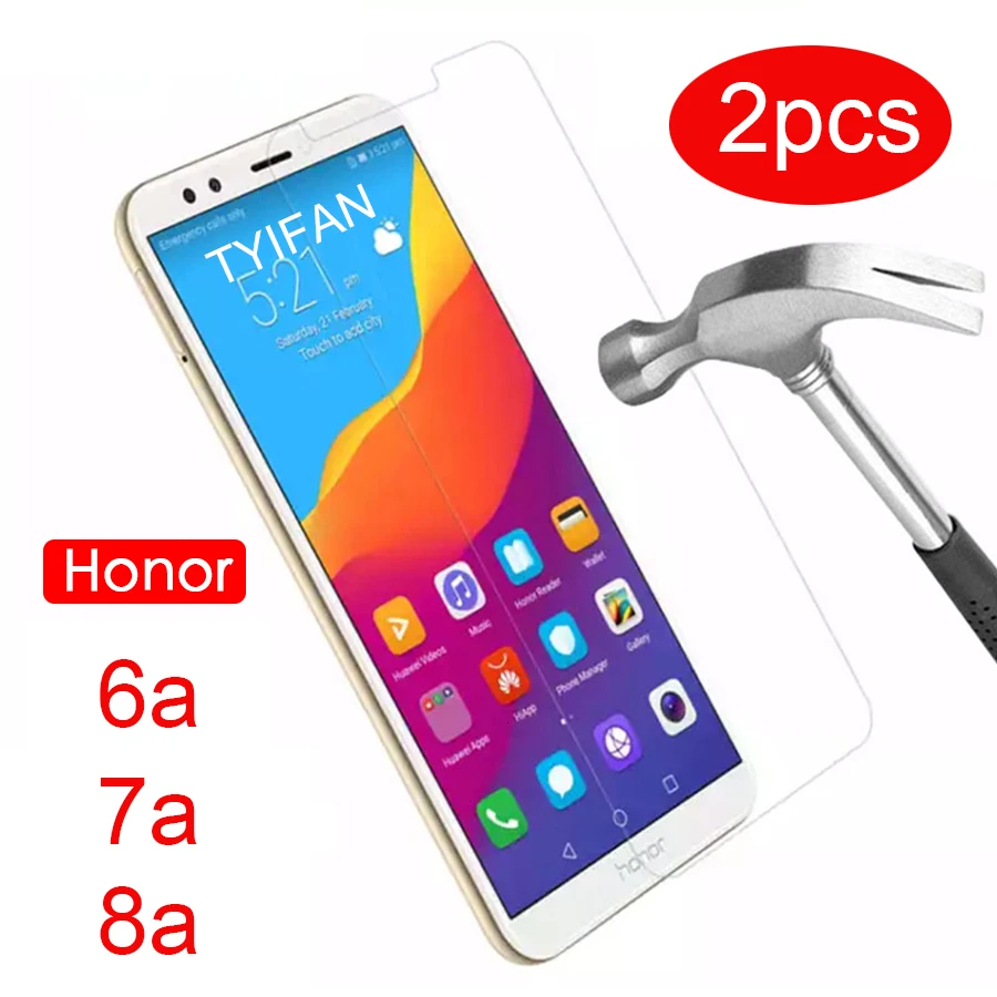 Фото 2pcs Tempered Glass Case on Honor 8a 7a Pro 6a Protective for Huawei Honer 8 7 6 A A8 A7 A6 Glas Screen Protector Phone 9h | Мобильные