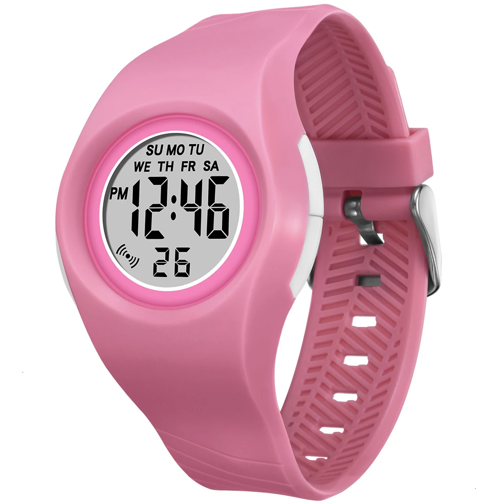PANARS, студенческие Детские часы для мальчиков и девочек, детские часы, наручные часы, цифровые, черные, силиконовые, детские часы с будильником, Montre Enfant - Цвет: Pink