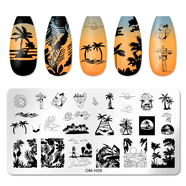 Nail Stickers Art Stamping Template Butterfly Leaves Floral Heart Stamp Plate Stencil Reusable Metal Manicure Nail Accessories M09