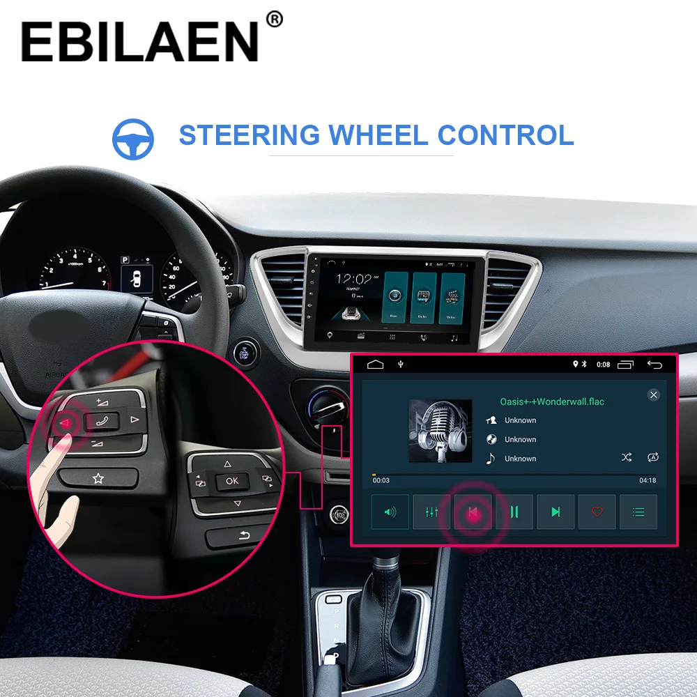 Clearance EBILAEN Car Radio Multimedia Player For Hyundai  Solaris Verna 2017 2018 2Din Android 9.0 Autoradio GPS Navigation Tape Recorder 2