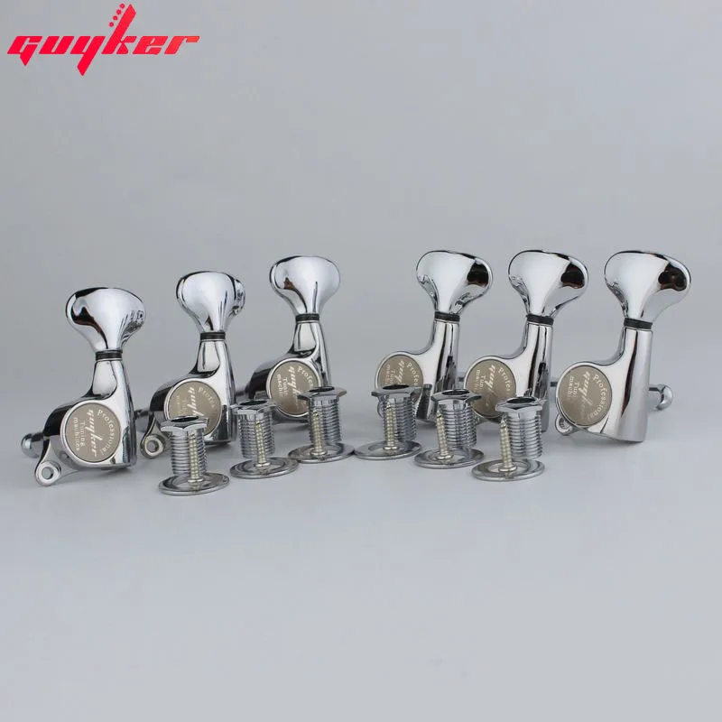 6L GUYKER Upgraded version Chrome Silver Tuners Electric Guitar Machine Heads Tuners - Цвет: 6L