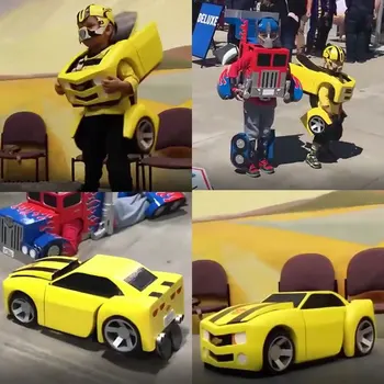 

Transformers real-life wearable children's clothes car people carton carton shell robot dynamo sky column bumblebee