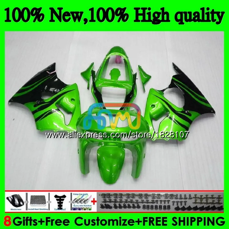 No. 1 Корпус для KAWASAKI ZX-6R 6 R ZX-636 ZX600 600CC ZX6R 98 99 28BS. 0 ZX636 ZX600CC ZX 636 6R 98 99 1998 1999 Обтекатели зеленый пламя - Цвет: No. 1