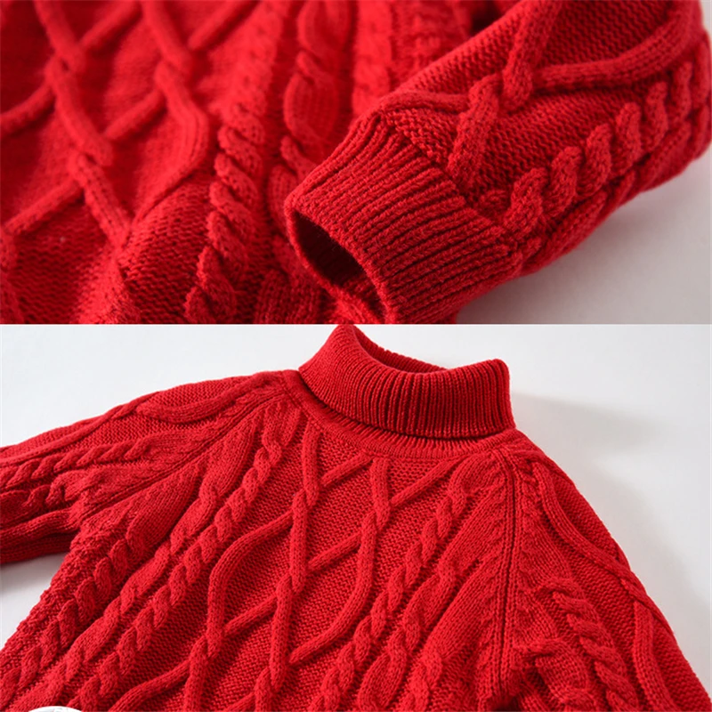 Модный Детский свитер для младенцев; Зимний пуловер для мальчиков и девочек; толстый бархатный свитер с высоким воротником для маленьких мальчиков