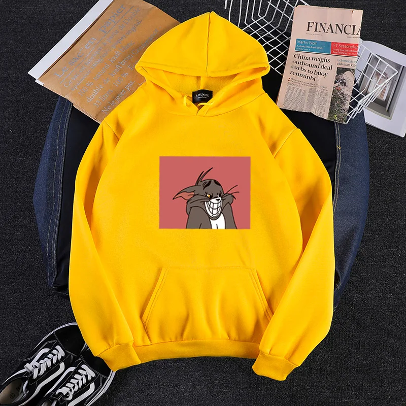 Женская толстовка с капюшоном Tom& Jerry, шапка, пуловер, милый спортивный костюм с героями мультфильмов, Harajuku, эстетическая негабаритная толстовка с капюшоном,, Kawaii