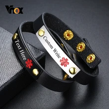 Vnox персонализировать выгравировать название болезни ледяная информация медицинский оповещение ID браслеты для женщин мужчин длина 16-19,5 см регулируемый