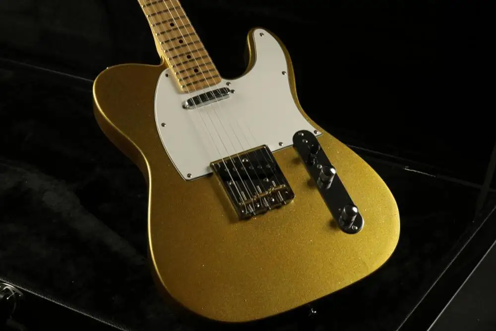 Золотая блестящая отделка качество tl Электрогитара гитара струна через тело tl гитара из палисандра шеи инкрустация электрическая