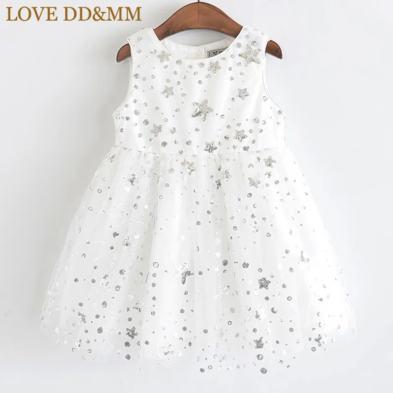 white3 Платья для девочек с надписью LOVE DD& MM коллекция года, Новая Осенняя детская одежда милое платье-майка без рукавов с кукольным воротником и цветочным принтом для девочек - Цвет: white3