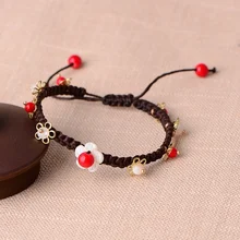 Черные браслеты дружбы для женщин аксессуары Homme веревка цепочка с ракушкой цветок Шарм браслет дамы Braslet модные ювелирные изделия