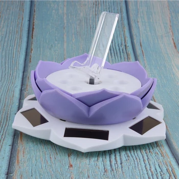 

Solar Powered Lotus Rotary Display Stand Phone Rack Turntable W/Blue Light
